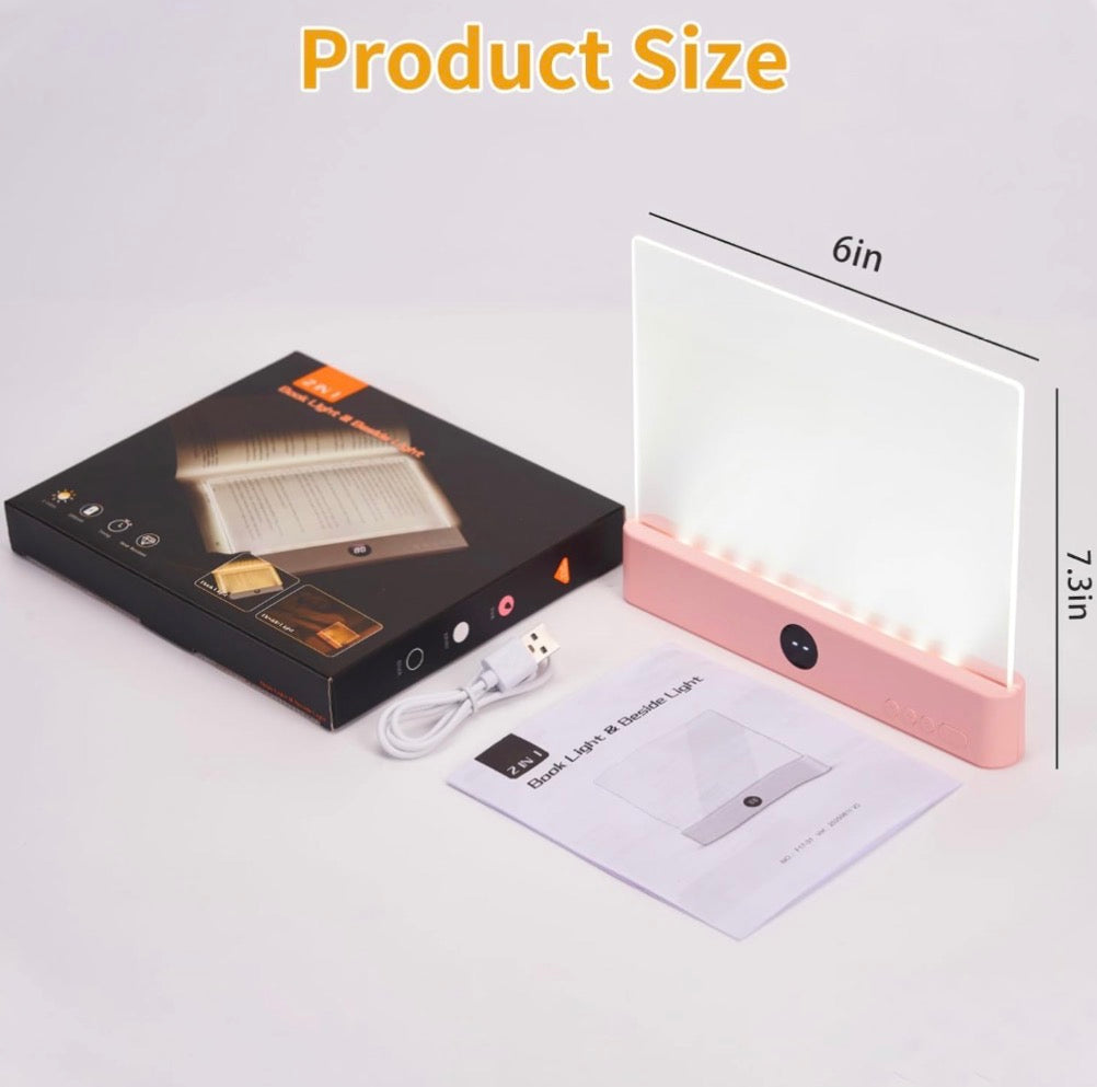 Rechargeable LED Book Light with Three Color Options and Timer, Lumalit Flat Design with Stepless Dimming and Anti-Glare Features for Comfortable Night Reading