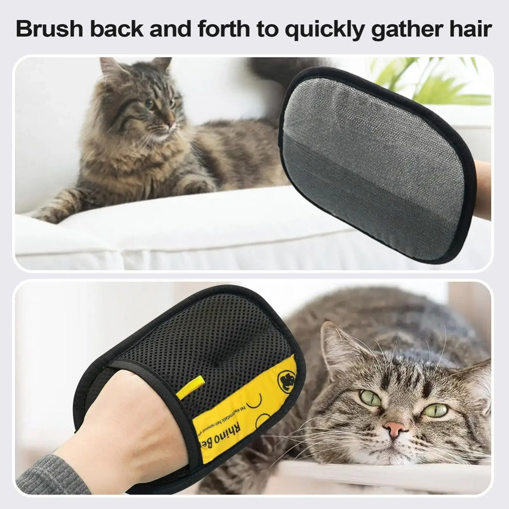 Reusable Electrostatic Pet Hair Removal Gloves for Cats and Dogs - Set of 2