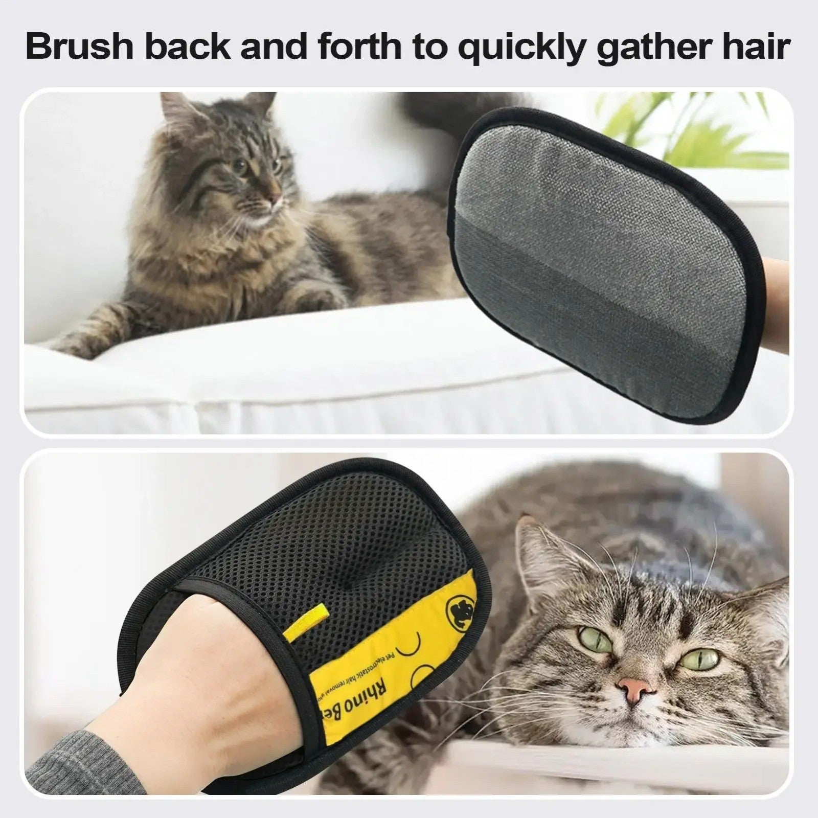 Reusable Electrostatic Pet Hair Removal Gloves for Cats and Dogs - Set of 2