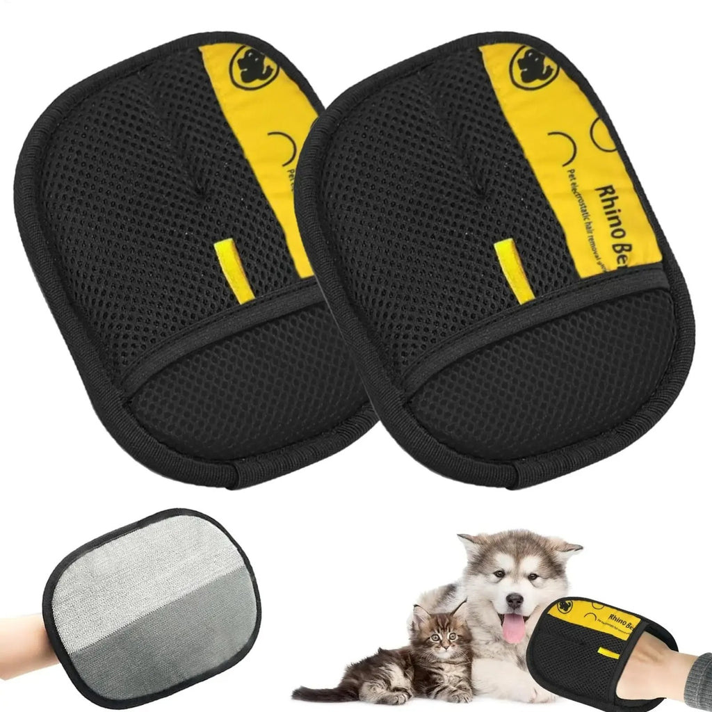 Reusable Electrostatic Pet Hair Removal Gloves for Cats and Dogs - Set of 2